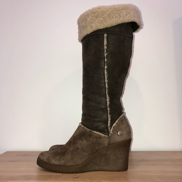UGG Shoes - UGG tall sheepskin wedge boots  size 9